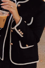 Fashionable Contrast Color Long Sleeve Button-decorated Casual Jacket