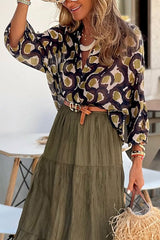 Unique Printed Lapel Button-down Loose Casual Shirt