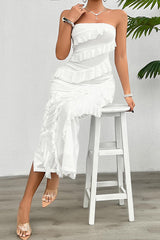 Solid Color Sexy Off-shoulder Slim Back Slit Maxi Dress