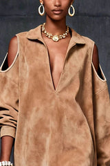 Stylish Loose Off-shoulder Long-sleeved Casual Mini Dress