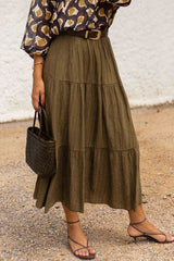 Solid Color Splicing Casual Vacation Maxi Skirt