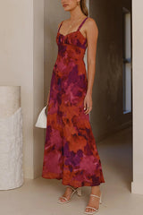 Fashion Tie-dye Backless Suspender Holiday Maxi Dress