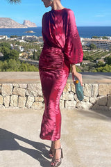 Claudia Tie Dye Print Ruched Midi Dress (multiple Ways To Wear)