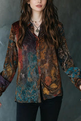 Unique Print Retro Long-sleeved Casual Shirt