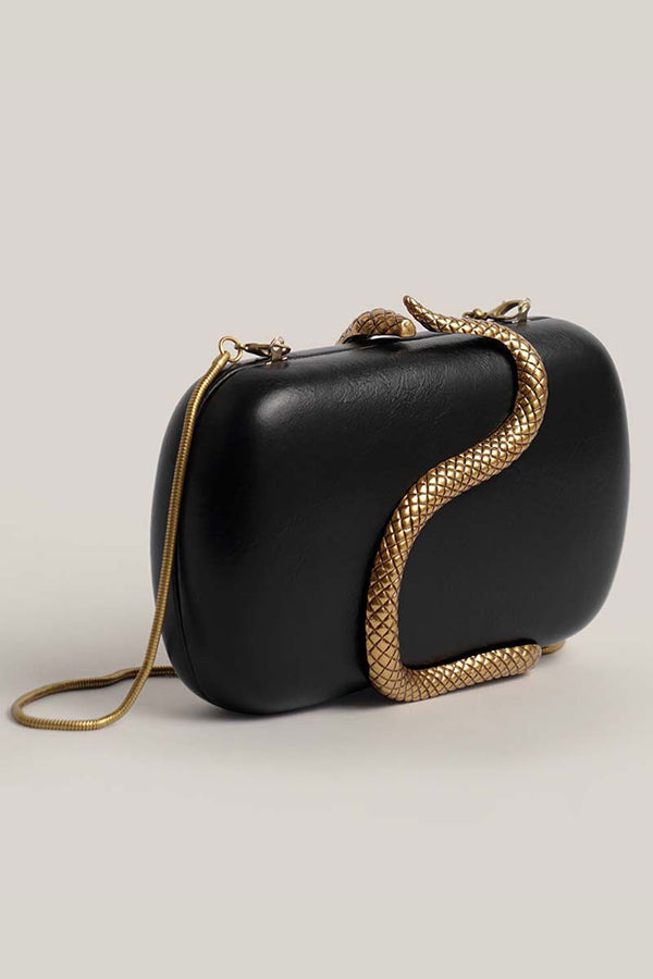 Fashionable Snake-embellished Evening Clutch