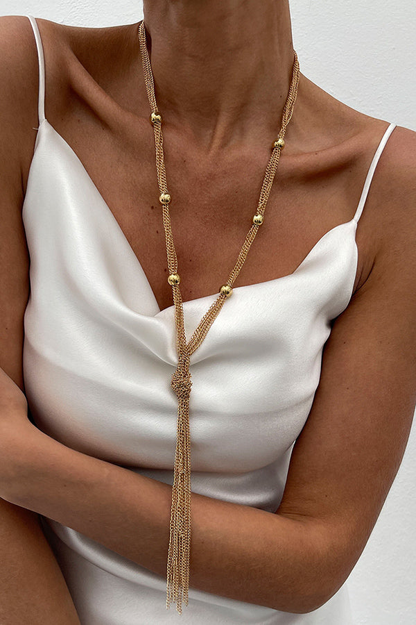 Simple Y-shaped Metal Tassel Chain Necklace
