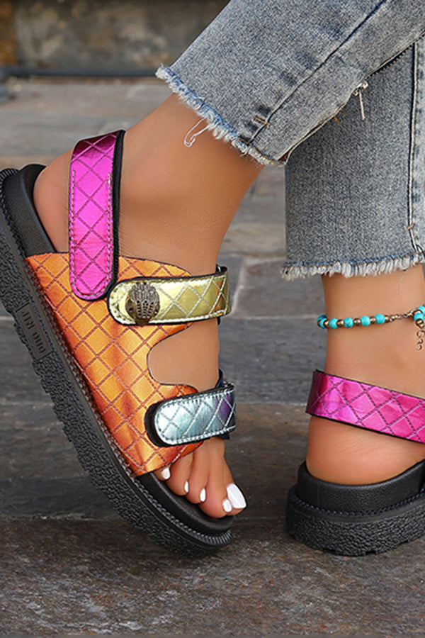 Fashionable Colorful Prism-shaped Thick-soled Beach Sandals