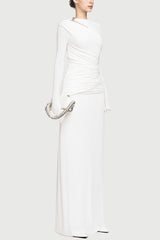 Stylish Long-sleeved Slim-fit Pleated Elegant Maxi Dress