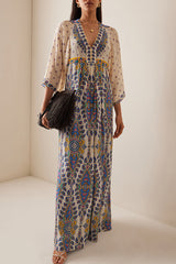 Unique Printed V-Neck Loose Elegant Maxi Dress