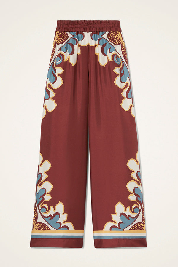 Bohemian Dreams Unique Print Elastic Waist Pocket Wide Leg Pants