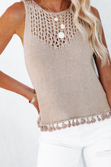 Solid Color Se Hollow Fringed Sweater