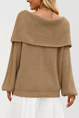 Solid Color Loose Off-shoulder Long-sleeved Casual Knit Sweater