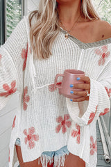 Stylish floral print sweater