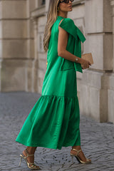 Ever Yours Satin Oversized Bow Detail Sleeveless Loose Maxi Dress