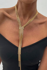 Simple Y-shaped Metal Tassel Chain Necklace