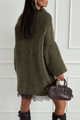 Cozy Ember Knit High Neck Long Sleeve Relaxed Sweater Mini Dress