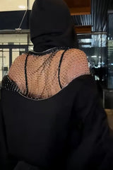 Solid Color Backless Cutout Loose Hooded Casual Sports Sweatshirt