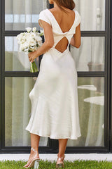 Ivana Satin Twist Back Cutout Midi Maxi Dress