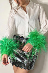 Fashionable Feather Long-sleeved Casual Loose Shirt