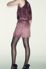 Flowing Elegance Layered Tassels Mid Rise Elastic Waist Loose Mini Skirt