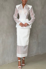 Perfectly Shaped Organza High Rise Side Zipper Pencil Midi Skirt