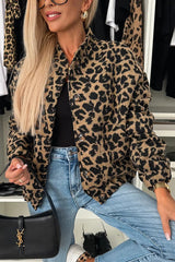 Leopard Print Loose Long-sleeved Pocket Casual Jacket