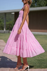 Shore Vacays Smocked Bust Tiered Midi Dress