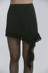 Fashionable Lace Asymmetrical Elegant Mini Skirt