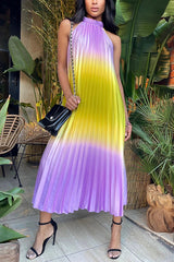 Take Me There Pleated A-line Loose Midi Dress