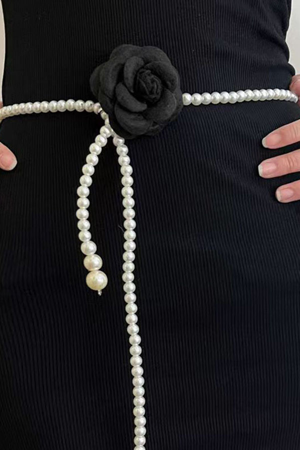 Elegant Camellia Pearl Waist Necklace