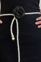 Elegant Camellia Pearl Waist Necklace