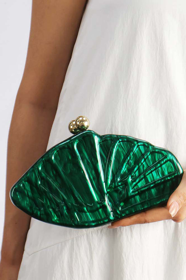 Fashion Acrylic Shell Fan Clutch
