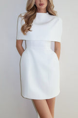 Solid Color Shawl and Square Neck Sleeveless Fitted Mini Dress Two-piece Set