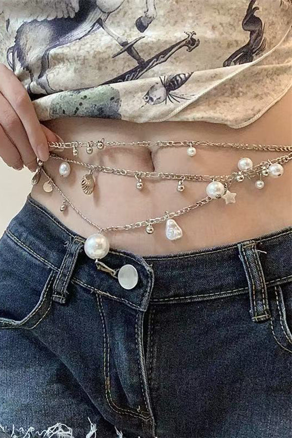Exquisite Multi-layer Pearl Beaded Tassel Waist Necklace