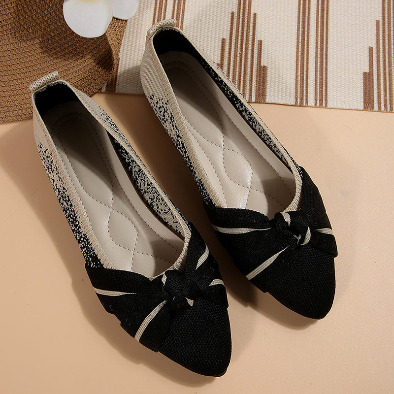 Fashionable Bow Colorblock Casual Flats
