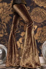 Stylish Velvet High-waisted Draped Casual Flared Pants