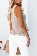 Solid Color Se Hollow Fringed Sweater