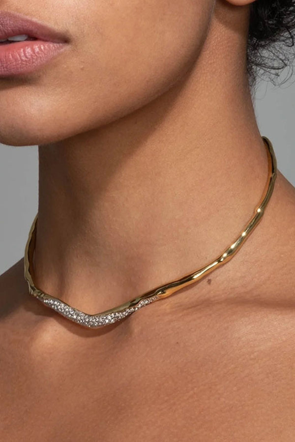 Simple and Light Luxury Metal Irregular Diamond Necklace