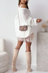 Solid Color Loose V-neck Casual Knitted Sweater