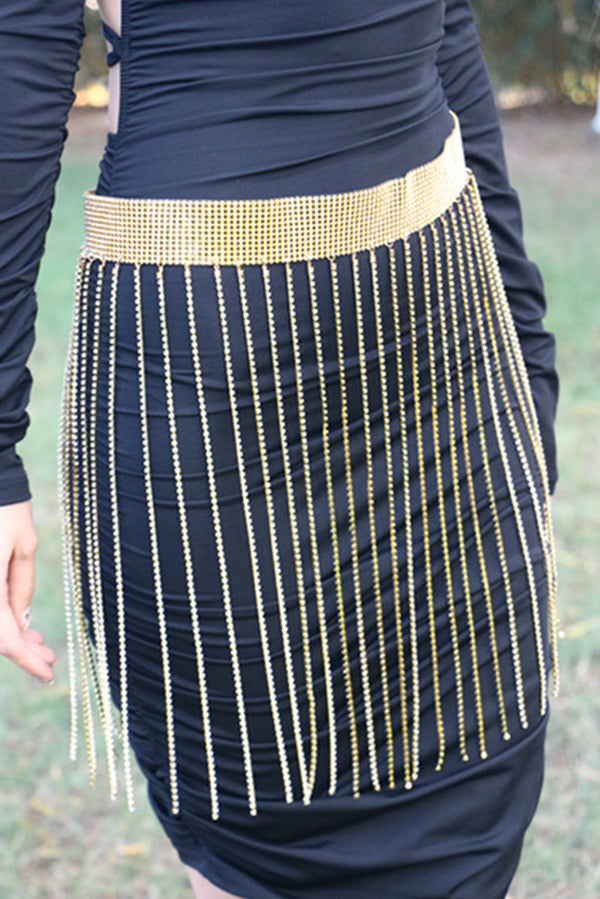 Fashionable Tassel Rhinestone Chain Waist Necklace