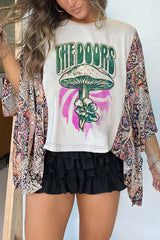 Unique Ethnic Print Batwing Sleeve Loose Top