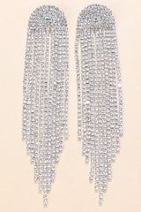 Fashionable Super Shiny Rhinestone Long Tassel Earrings