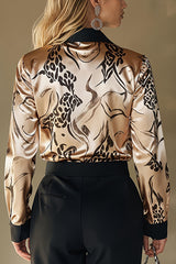 Unique Printed Satin Long-Sleeve Casual Shirt