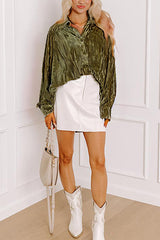 Solid Color Velvet Light-sensitive Drape Loose Shirt
