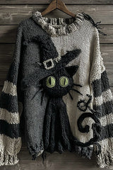 Halloween Print Loose Round Neck Long Sleeve Casual Sweatshirt