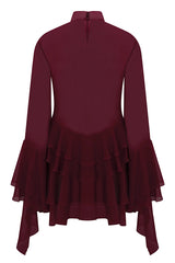 Fashionable Chiffon Long-sleeved Ruffled Slim-fit Mini Dress