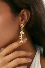 Fashionable Metal Fish Pendant Earrings