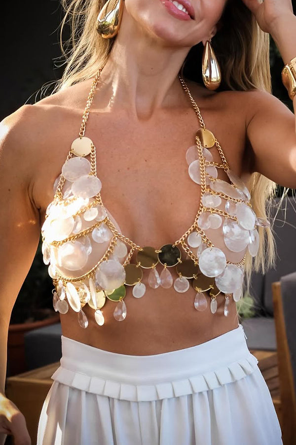 Sexy Sequined Halter Neck Chest Chain Necklace