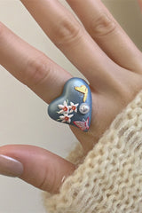 Colorful Dopamine Haze Blue Hand-painted Ring