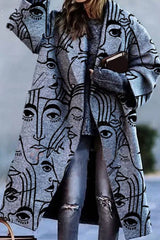 Fashionable Colorblock Plaid Print Pocket Casual Long Coat